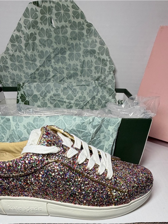 kate spade Shoes - kate spade iridescent glitter low-top lift sneakers - white accents